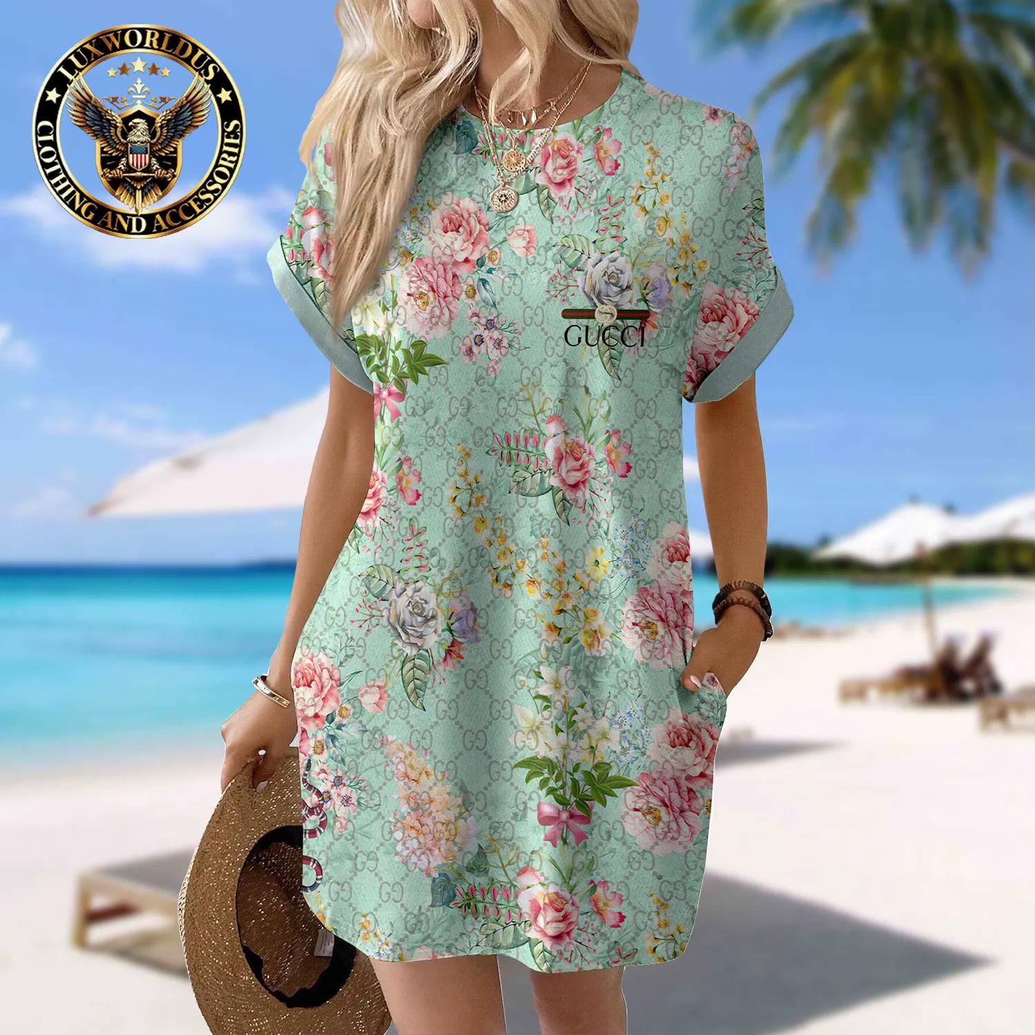 Gucci Floral Sleeve Pocket Dress