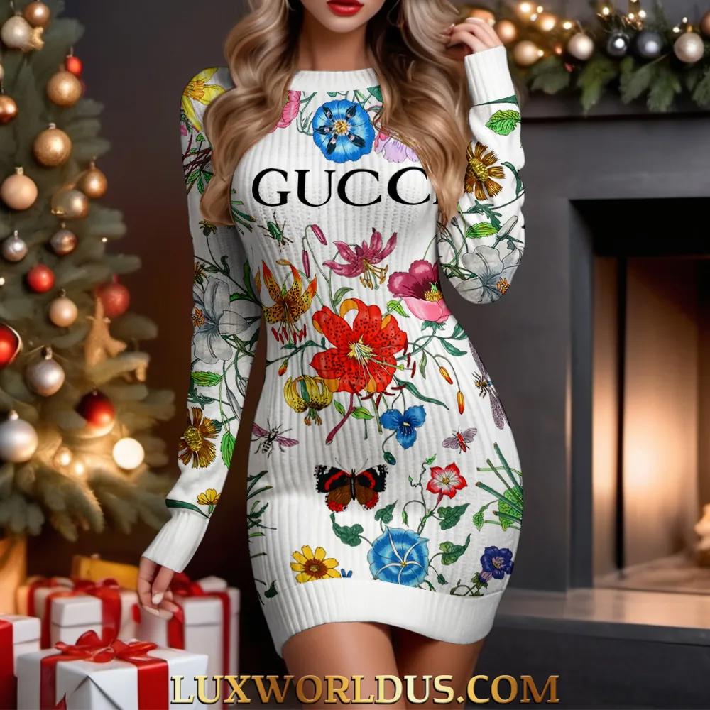 Gucci Flower Print Sweater Dress - Luxurious Statement Piece