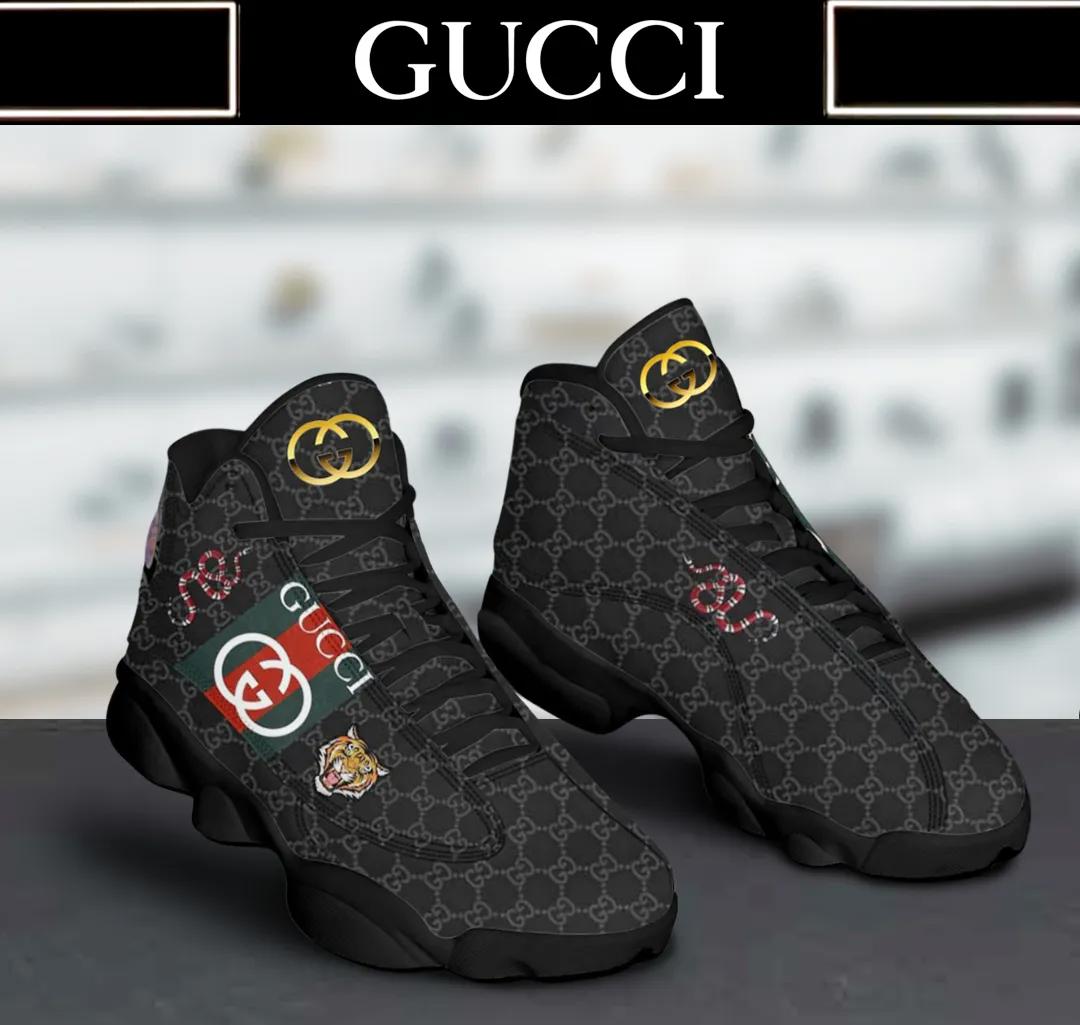 Gucci GG Pattern Jordan 13 Sneaker in Black and Premium Finish
