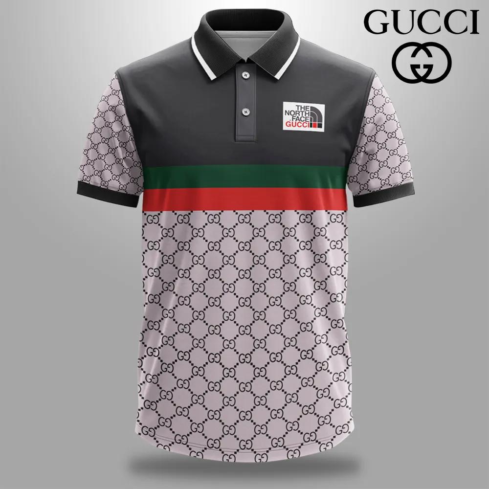 GUCCI GG Print Polo Shirt with Bold Stripe