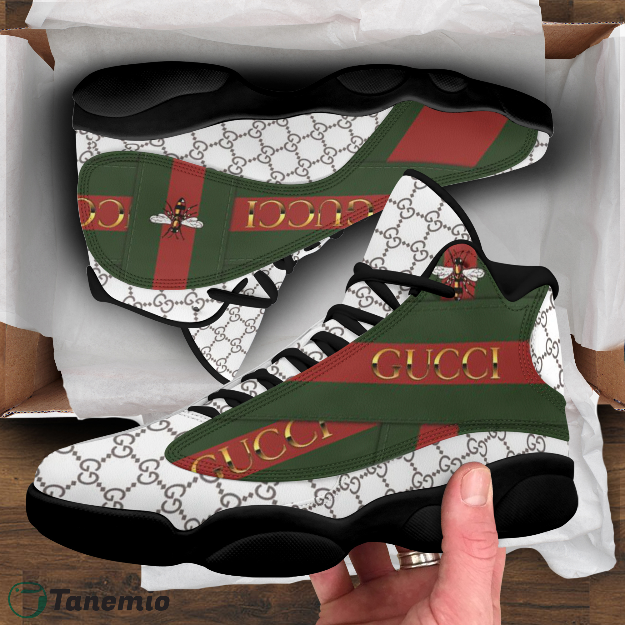 Gucci Green and Red Jordan 13 Sneaker Luxury Statement Shoe