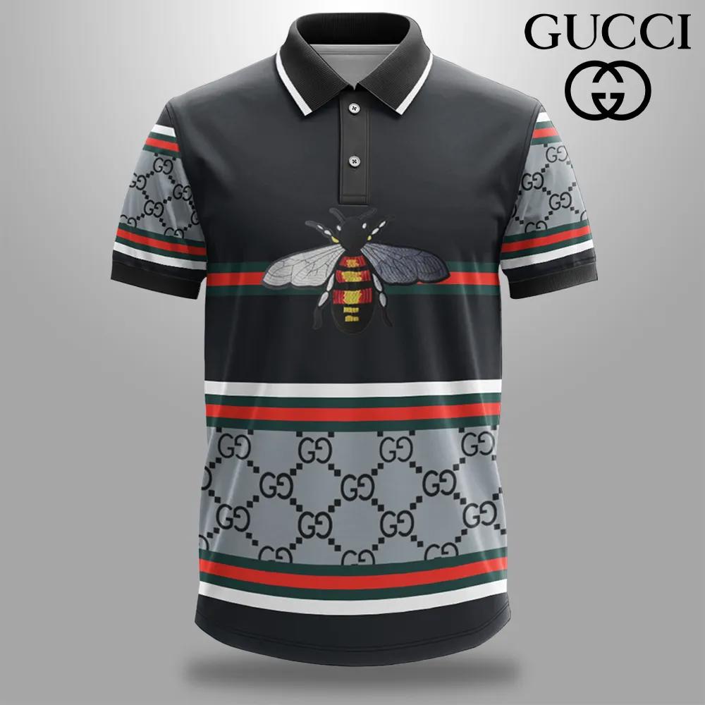 Gucci Iconic Bee Polo in Premium Textured Fabric