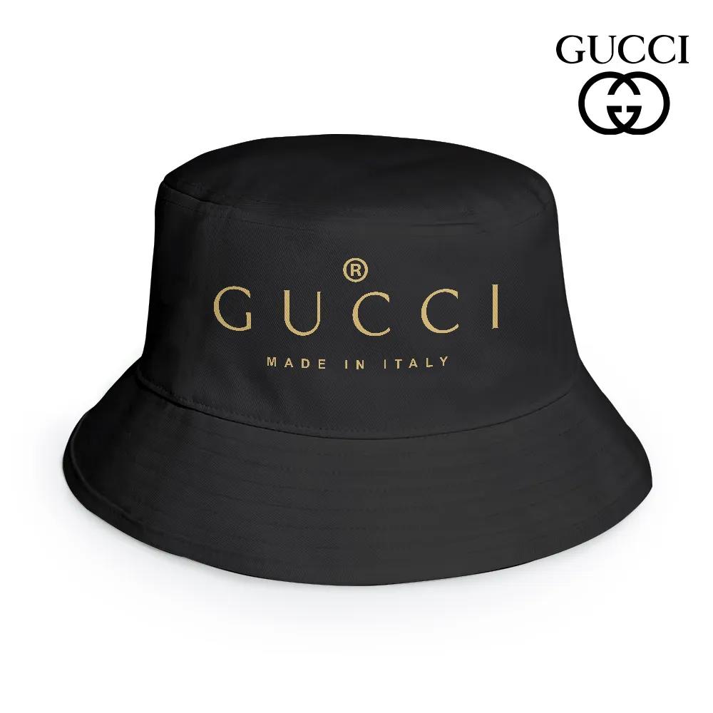GUCCI Iconic Bucket Hat in Black and Gold