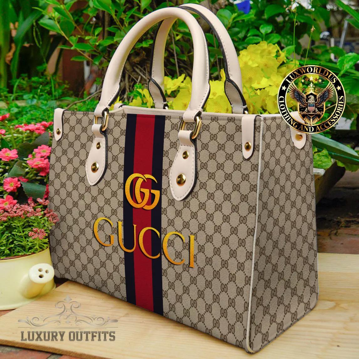 Gucci Iconic GG Checkered Handbag with Red and Blue Web Stripe