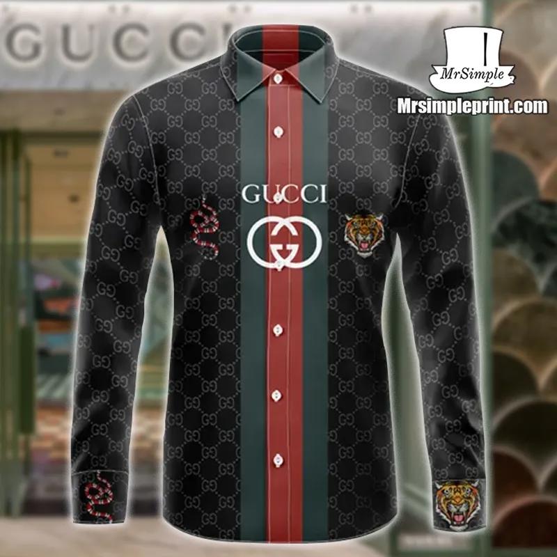 Gucci Iconic GG Monogram Shirt with Tiger Motif
