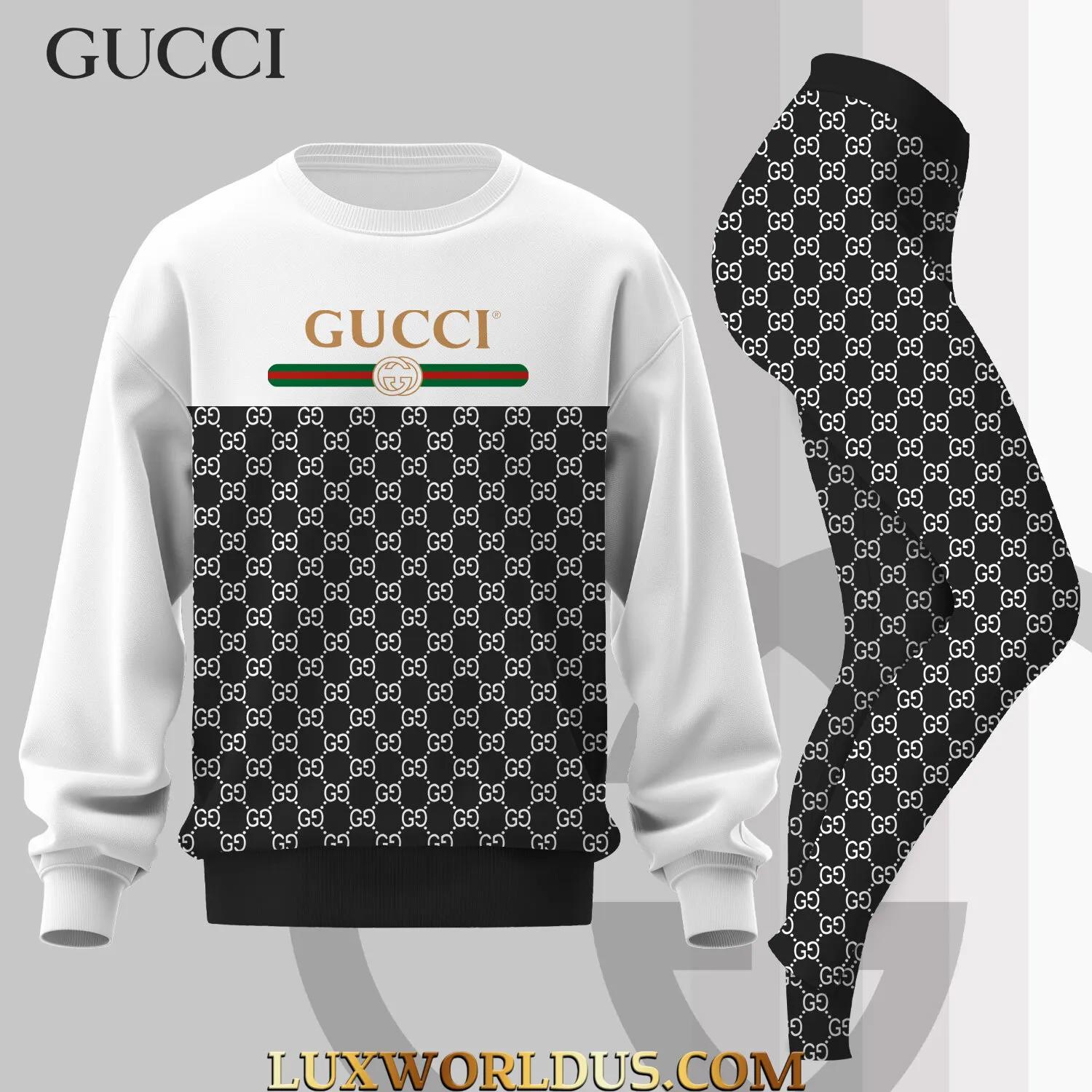Gucci Iconic GG Pattern Set Luxury Designer Sweatshirt & Leggings