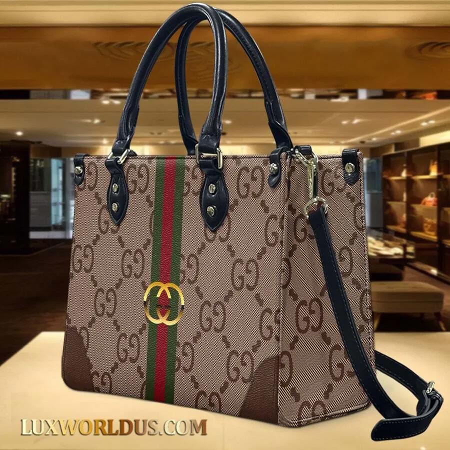 Gucci Iconic GG Tote Bag in Brown and Beige
