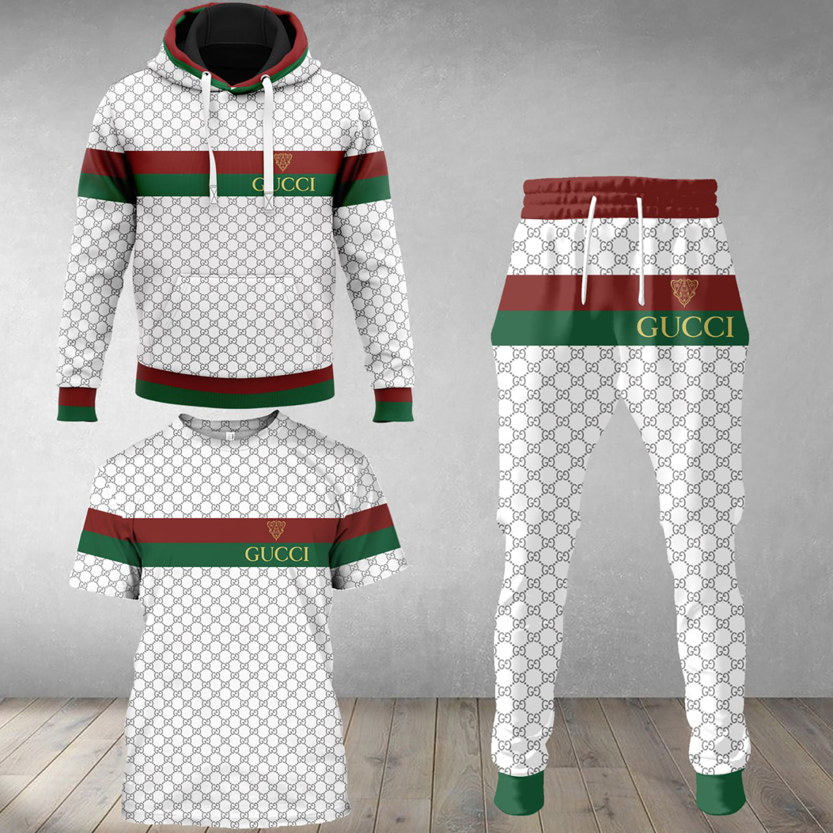 Gucci Iconic Monogram Sweater Set in White and Red