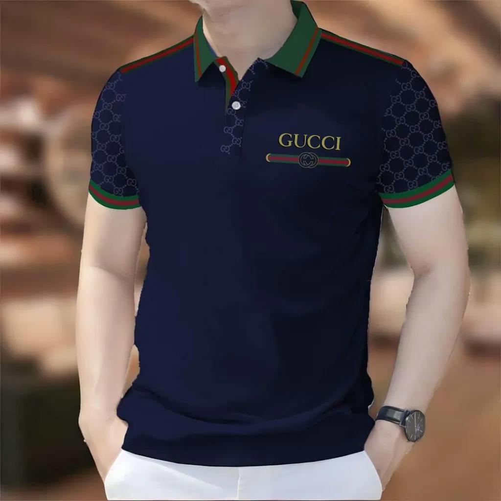 Gucci Iconic Navy Blue Polo with Bold Stripes