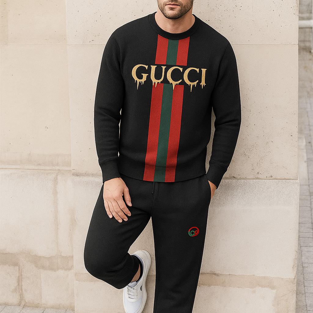 Gucci Iconic Red & Green Stripe Sweater And Pants Set
