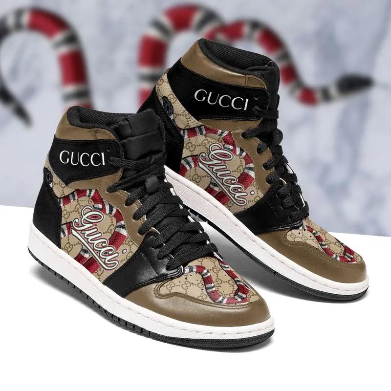 Gucci Iconic Snake Print Air Jordan 1 High Top Sneaker