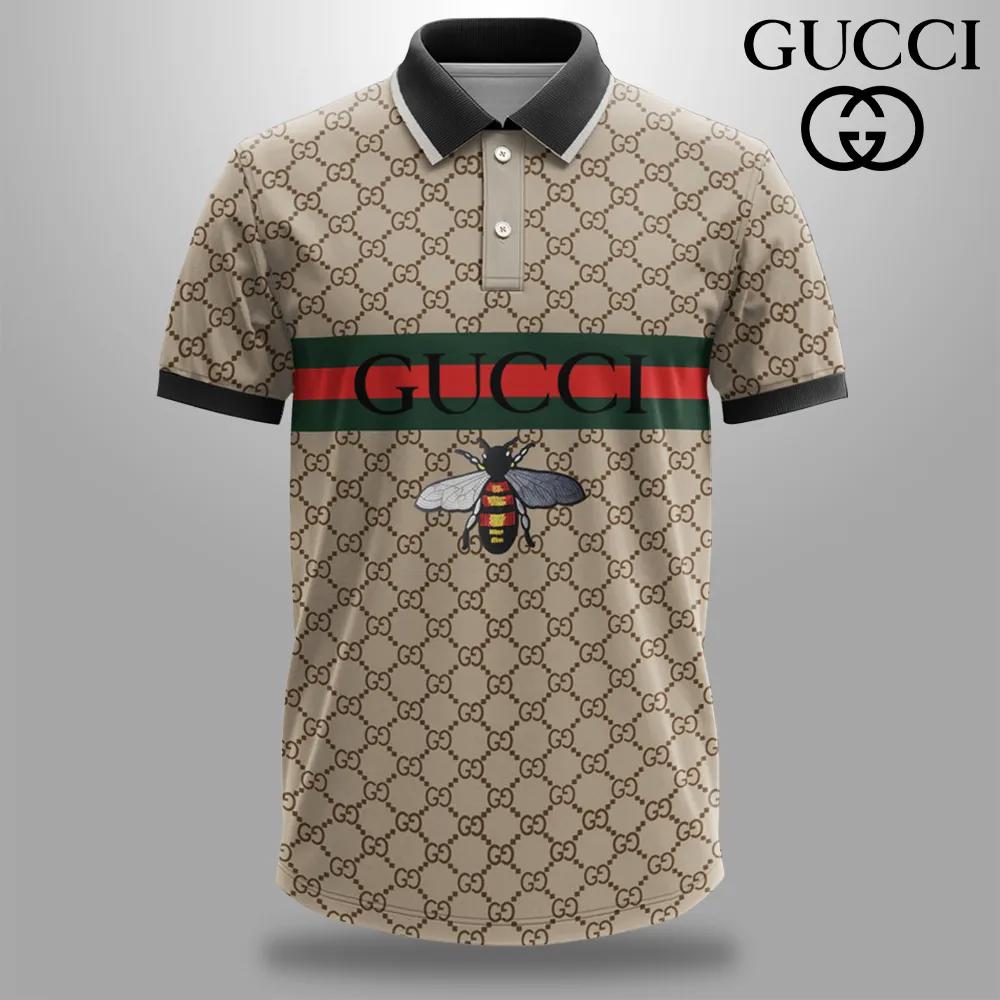 Gucci Iconic Striped Polo with Bee Emblem