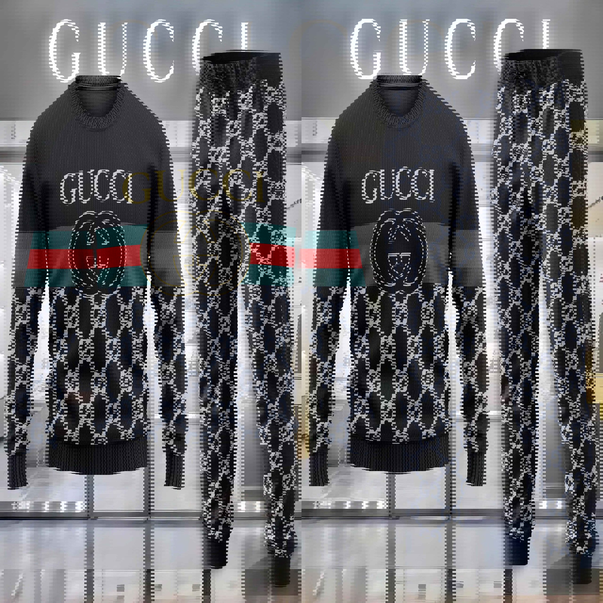 Gucci Iconic Sweater And Pants Set Modern Chic Black