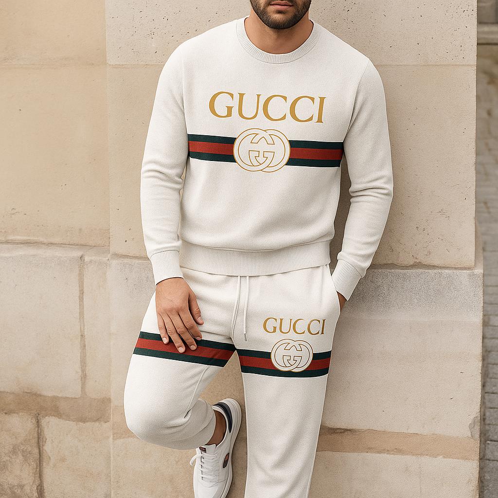 Gucci Iconic Sweater And Pants Set Premium Handcrafted Luxury Lifestyle Ad