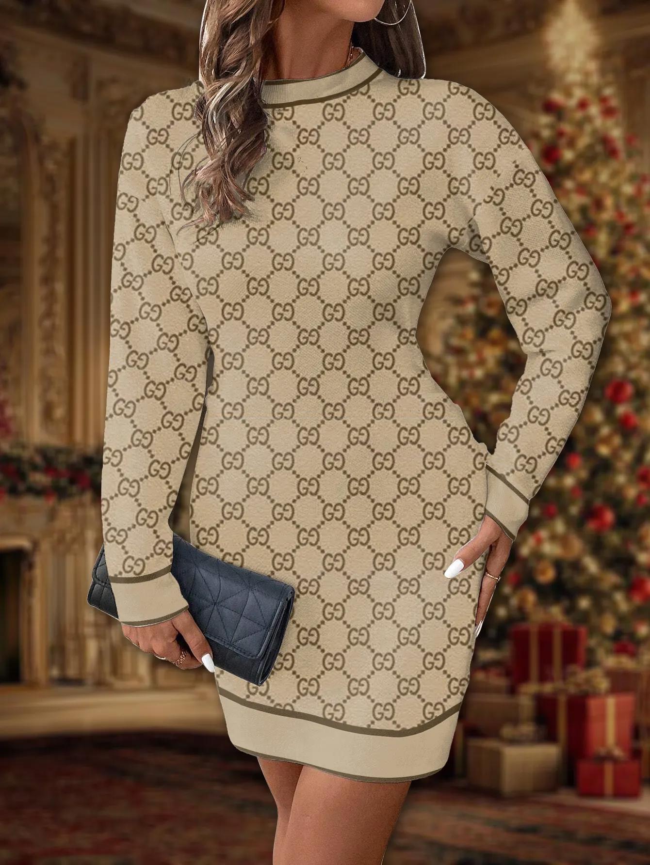 Gucci Iconic Sweater Dress with Monogram Pattern and Luxurious Touches