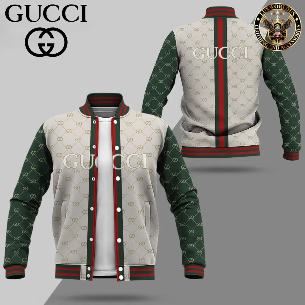 Gucci Iconic Varsity Jacket in Green and White