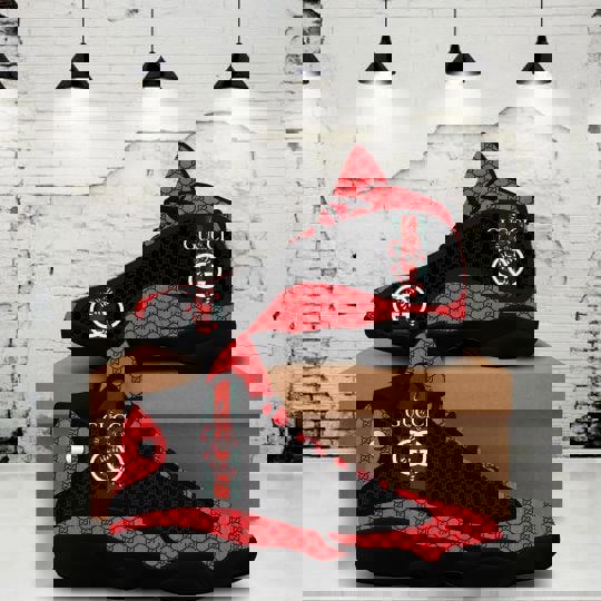Gucci Luxe Air Jordan Sneakers in Red and Black