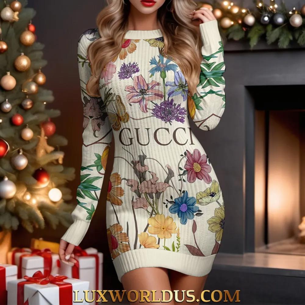 Gucci Luxe Floral Sweater Dress