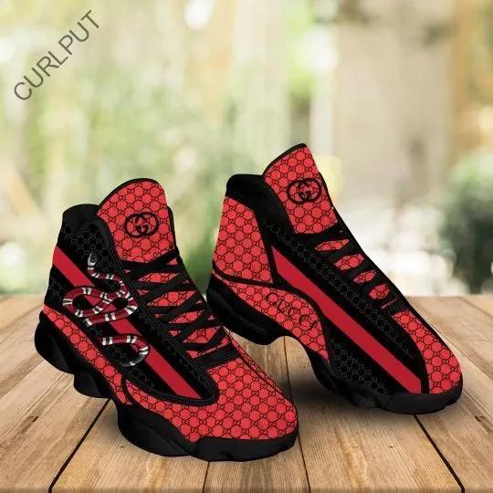 Gucci Luxe Jordan 13 Sneaker with Bold Red and Black Accents