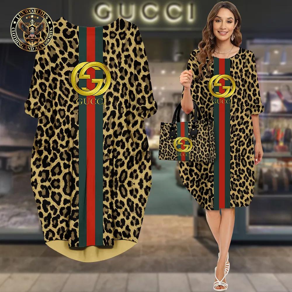 Gucci Luxe Leopard Print Sleeve Pocket Dress
