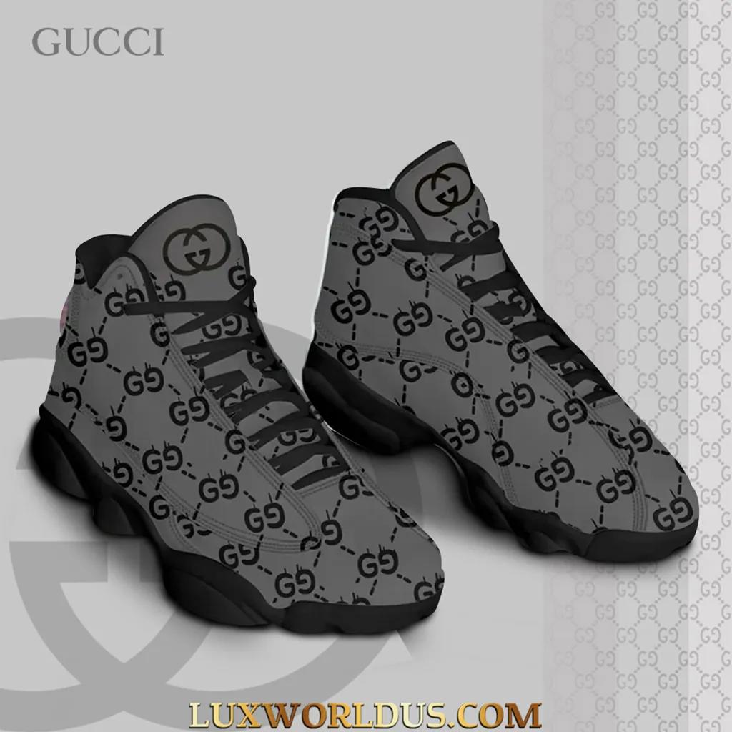 Gucci Luxe Monogram Jordan 13 Sneaker High Top Grey