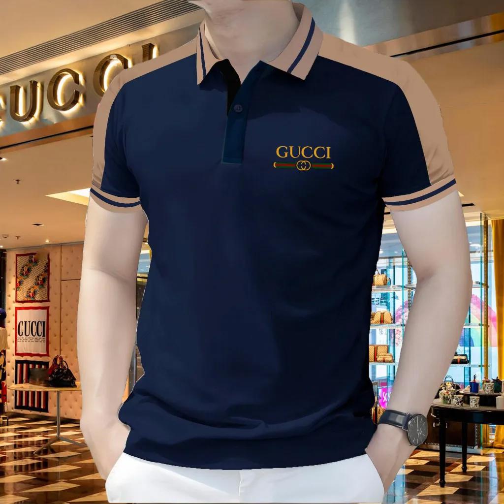 Gucci Luxe Polo Statement Navy and White Tonal Trim