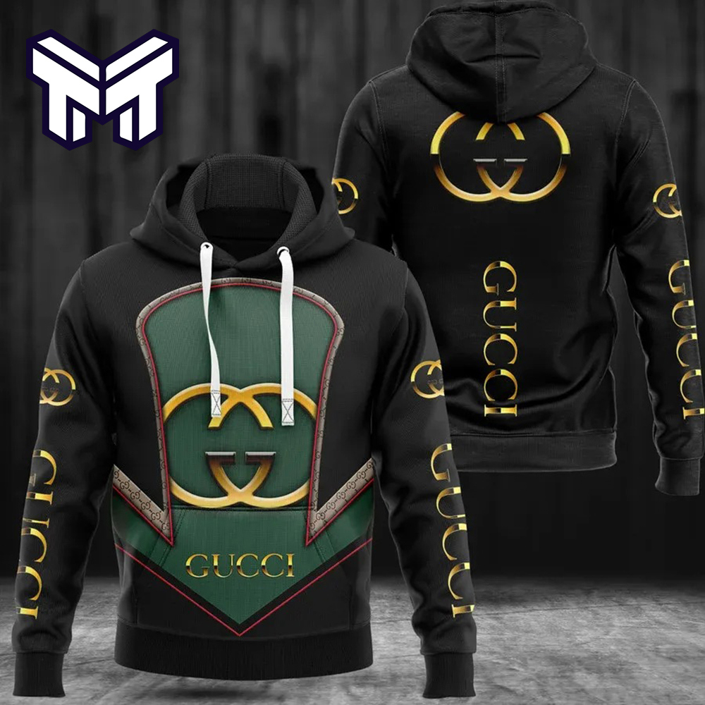 Gucci Luxe Statement Hoodie 3D | Green and Gold Edition