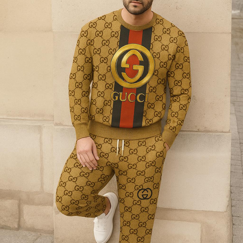 Gucci Luxe Tan Sweater And Pants Set - Statement Style