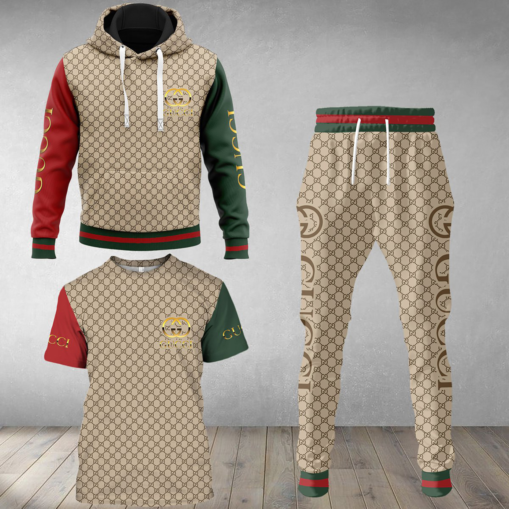 Gucci Luxe Tracksuit | Iconic GG Pattern & Red Accents