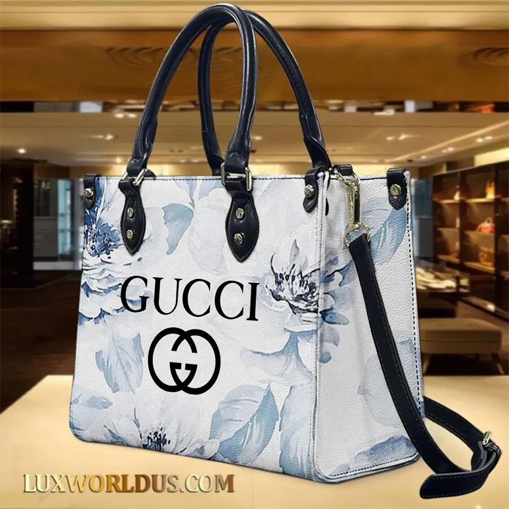 Gucci Luxurious Floral Tote Bag and Blue Accents