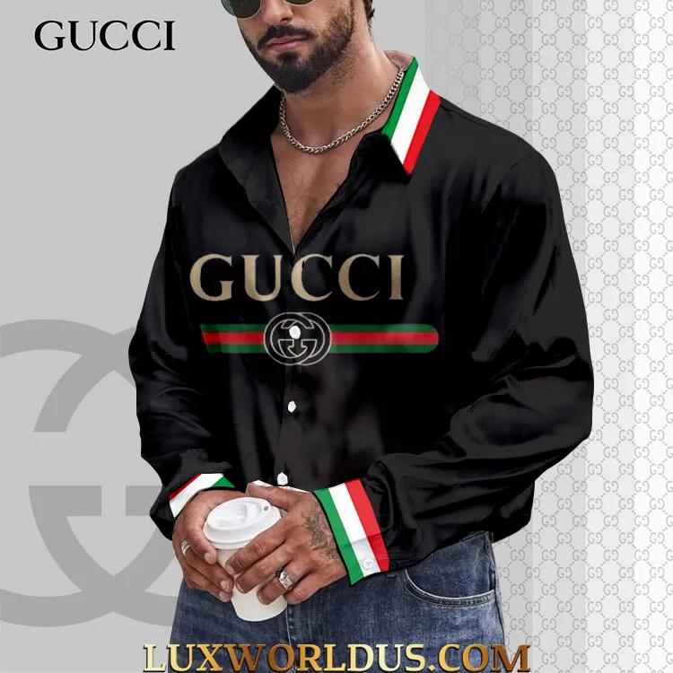 Gucci Luxurious Statement Collar Shirt with Red Green Trim
