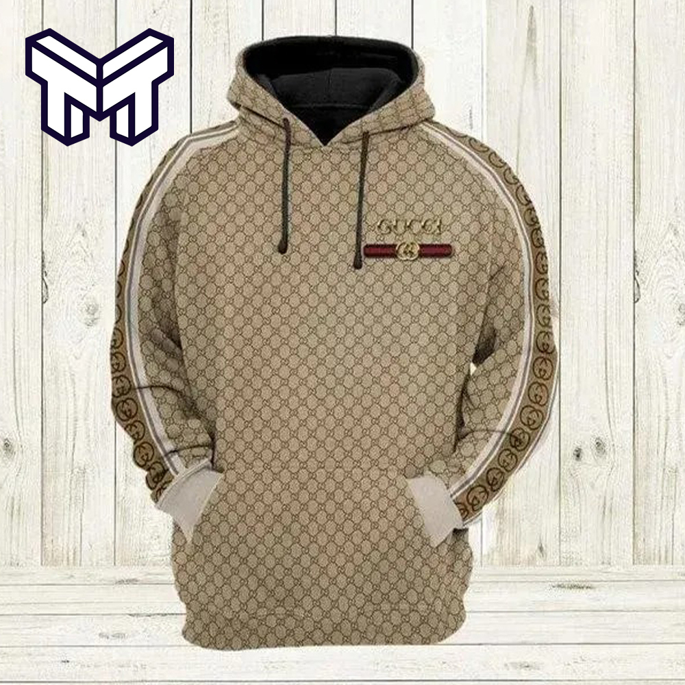 Gucci Luxury Hoodie 3D | Premium Handcrafted Beige and Black
