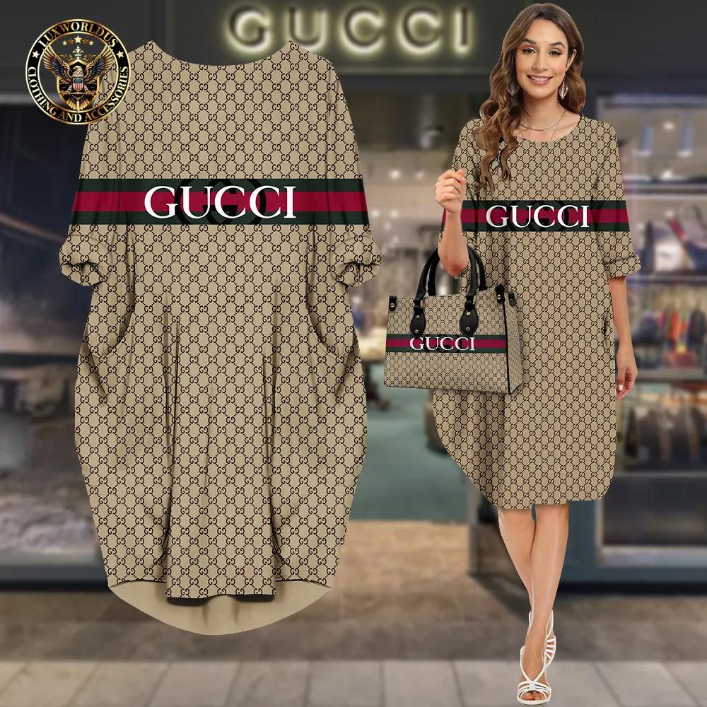 Gucci Luxury Statement Sleeve Pocket Dress for Women
