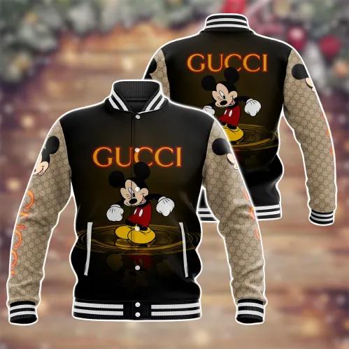 Gucci Mickey Mouse Varsity Jacket in Luxe Beige