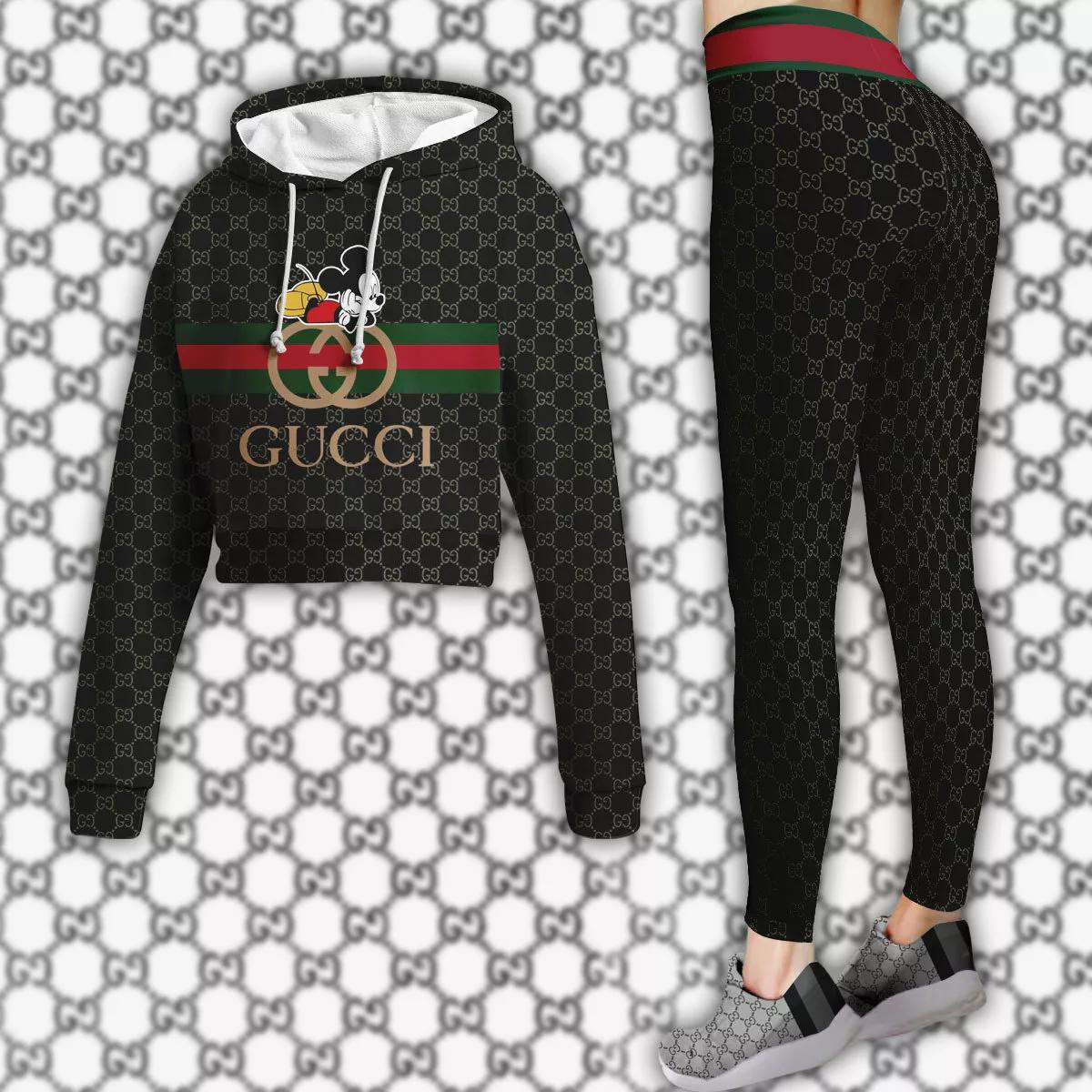 Gucci Mickey Mouse x Black Hoodie Leggings Set