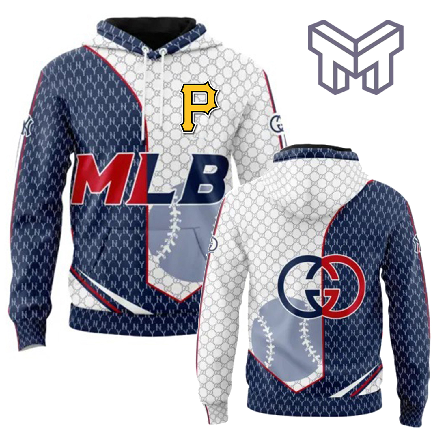 Gucci MLB Hoodie 3D Navy Luxury Statement Piece