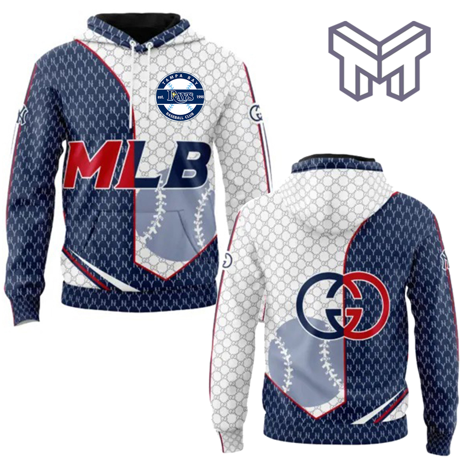 Gucci MLB Hoodie 3D Premium Handcrafted Baseball Patterned Pullover