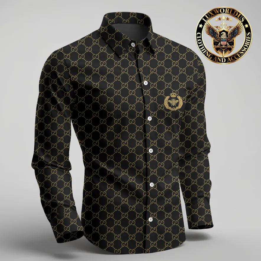 Gucci Monogram Classic Shirt Black and Gold Edition