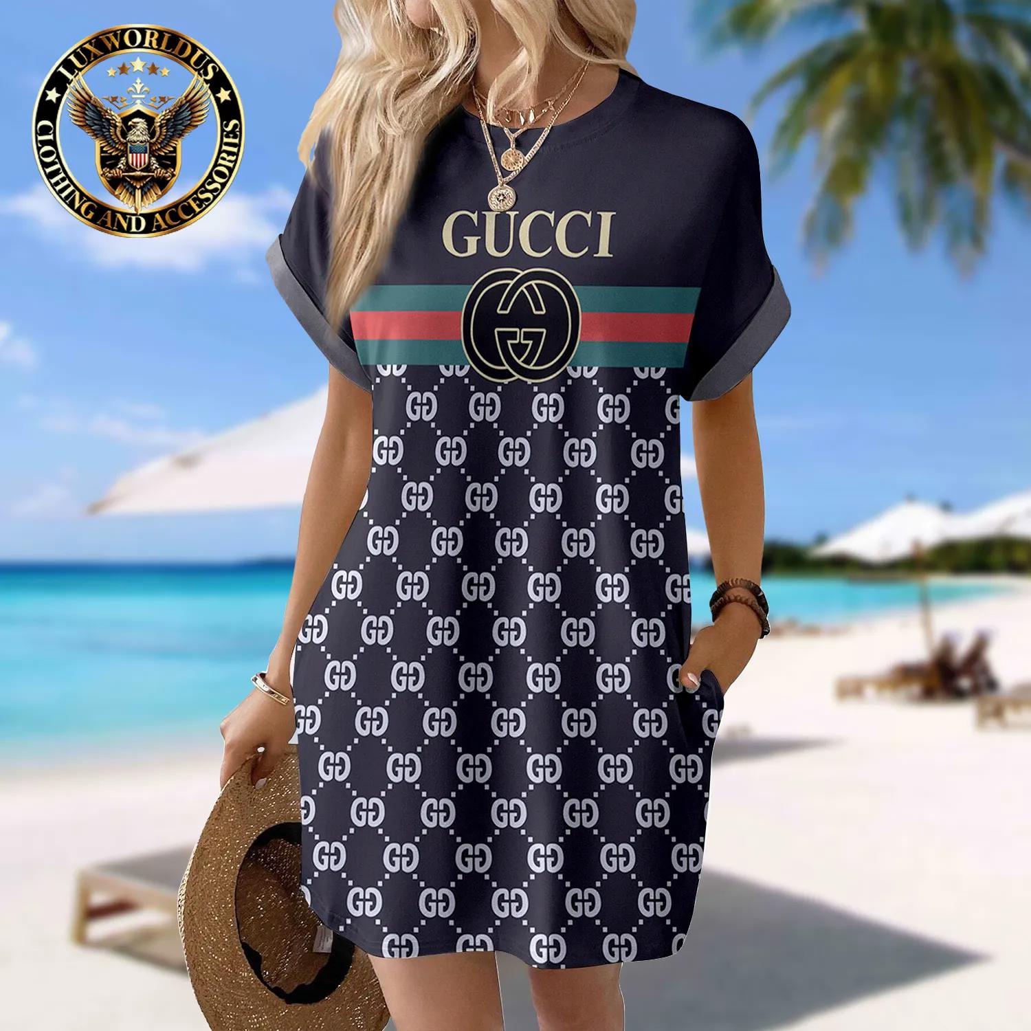Gucci Monogram Sleeve Pocket Dress