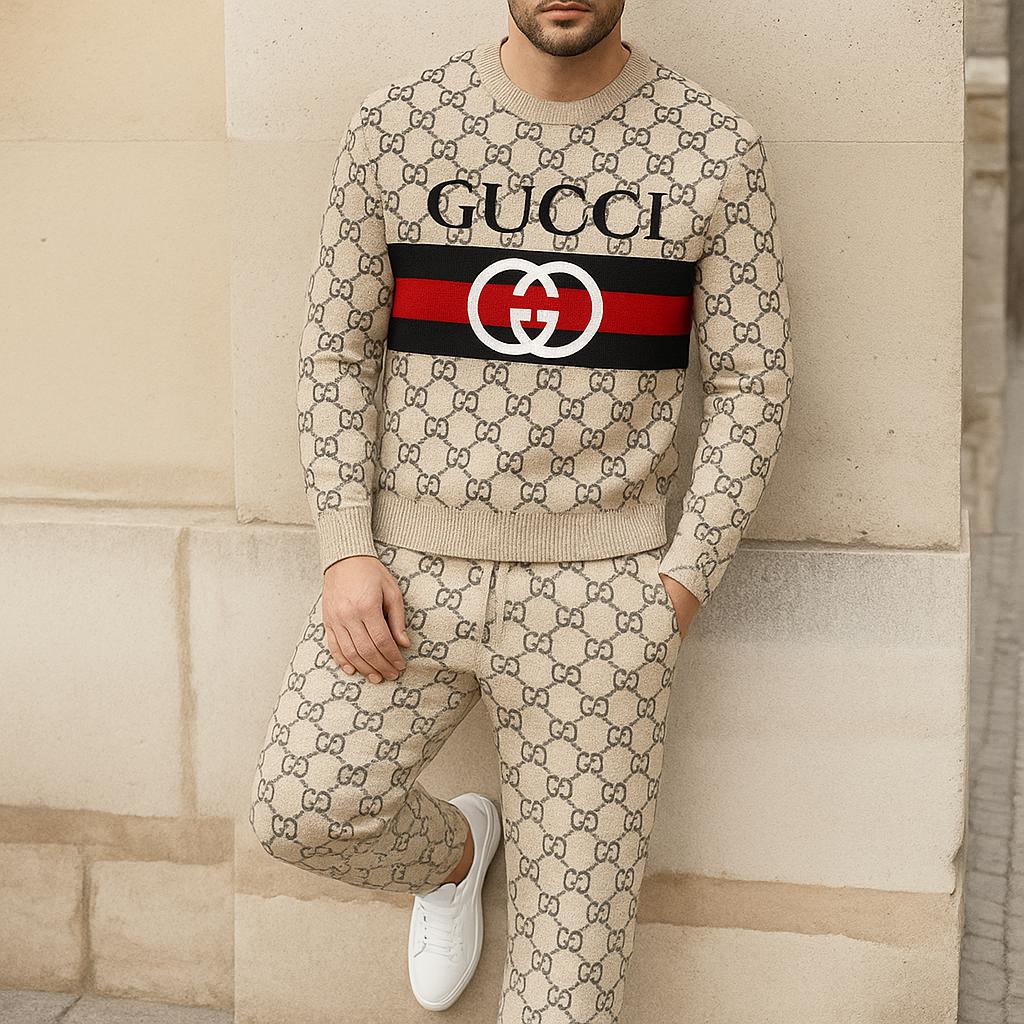Gucci Monogram Sweater And Pants Set | Beige Chic Statement Look