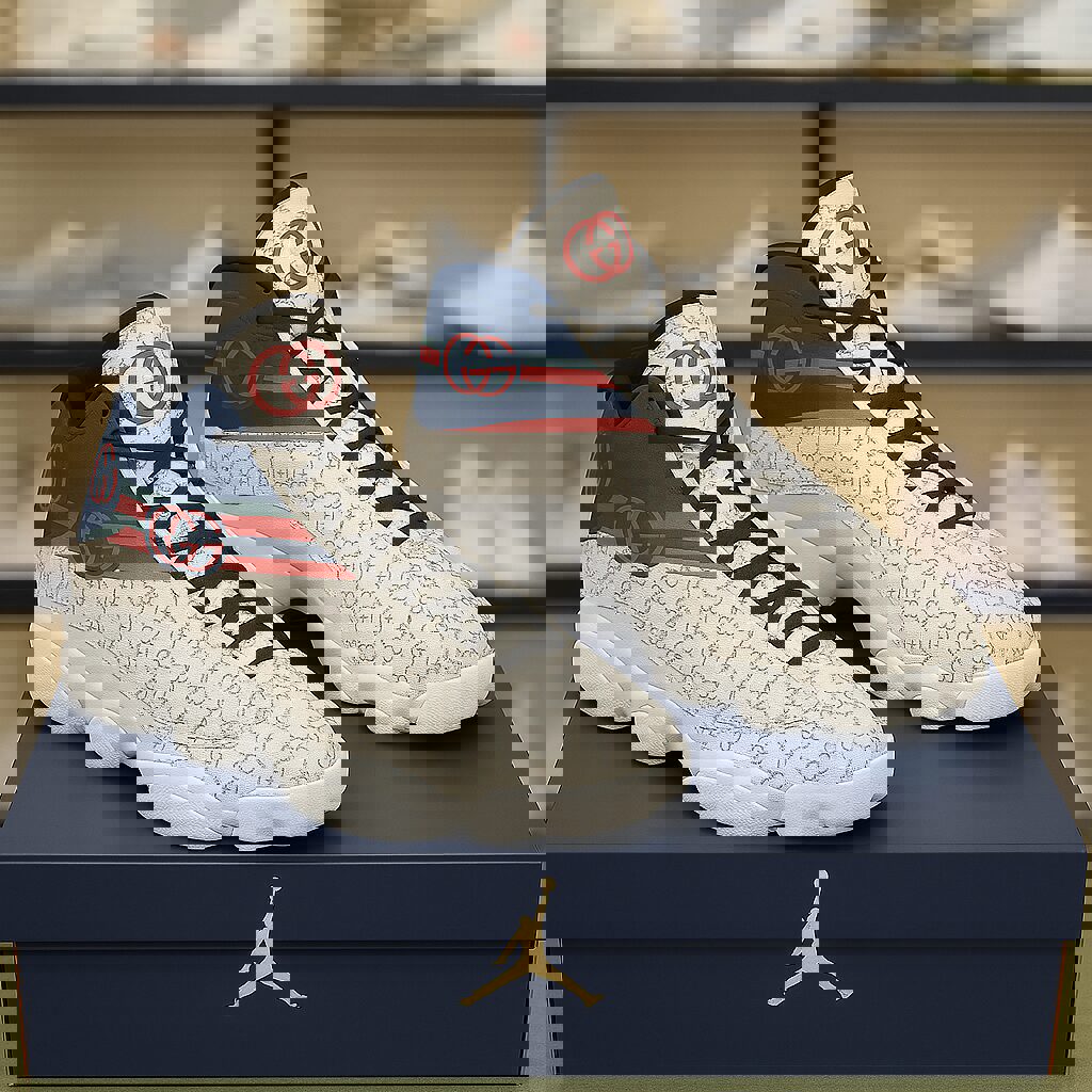 Gucci Patterned Jordan 13 High Top Sneakers
