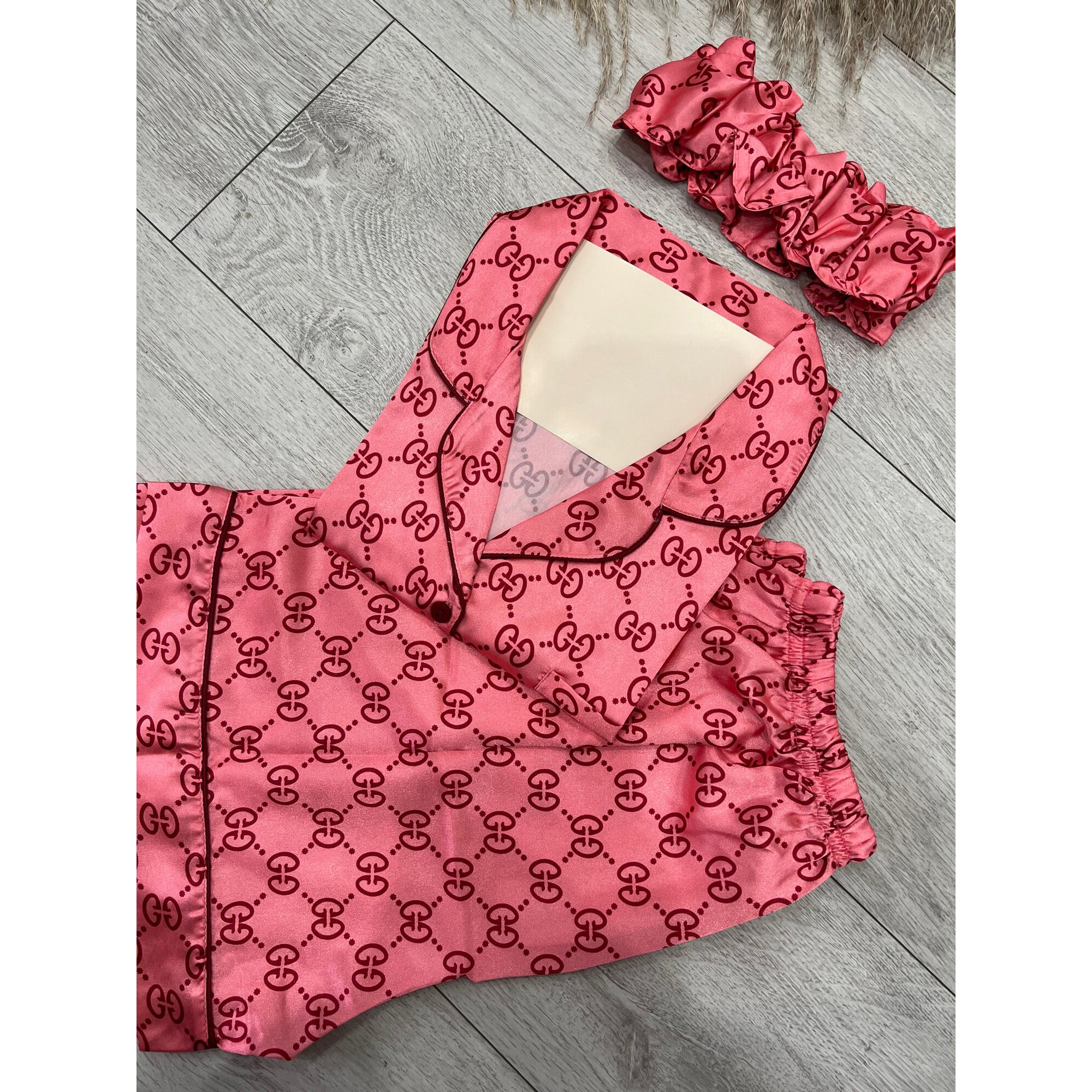 Gucci Pink Silk Satin Loungewear Set