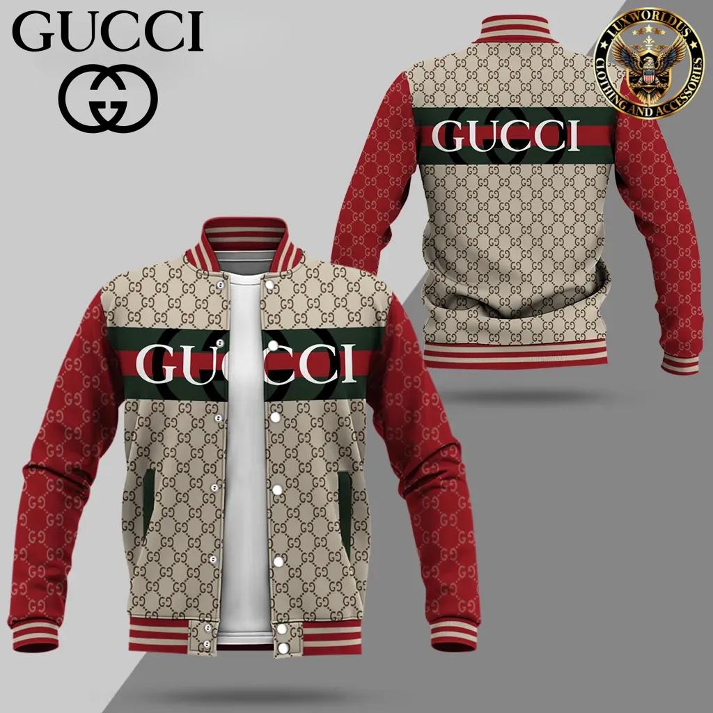 Gucci Red & Beige Varsity Jacket Stylish Iconic Design