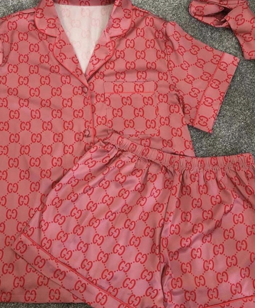 Gucci Red Signature Pajama Set Stylish Loungewear