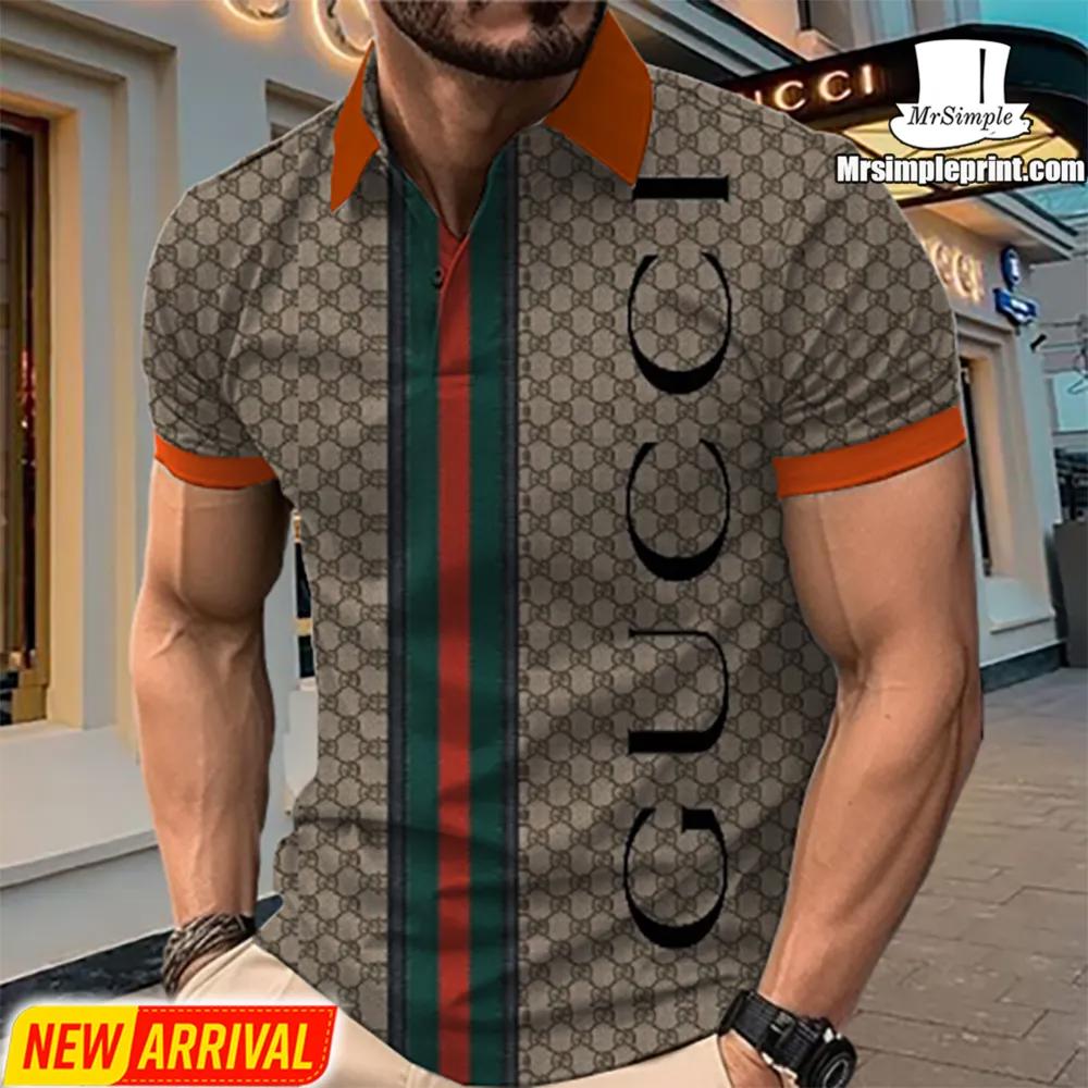 Gucci Signature Stripe Polo in Exclusive Olive and Charcoal
