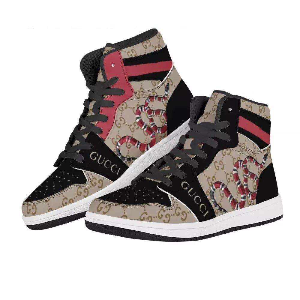Gucci Snake Print Air Jordan 1 High Top Sneakers