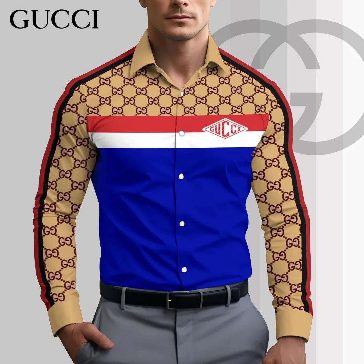 Gucci Statement Blue and Beige Shirt