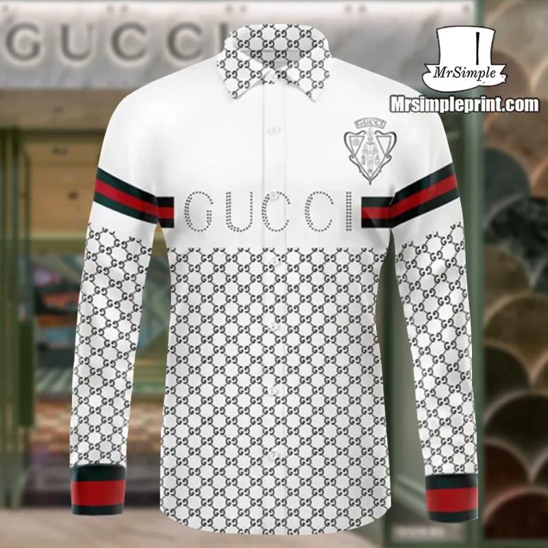 Gucci Statement Collared Shirt in White and Bold Textures