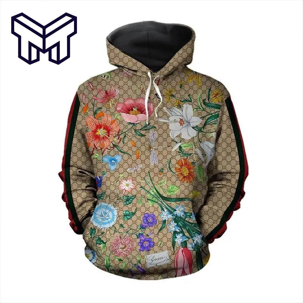 Gucci Statement Floral Hoodie 3D Brown Luxury Edition