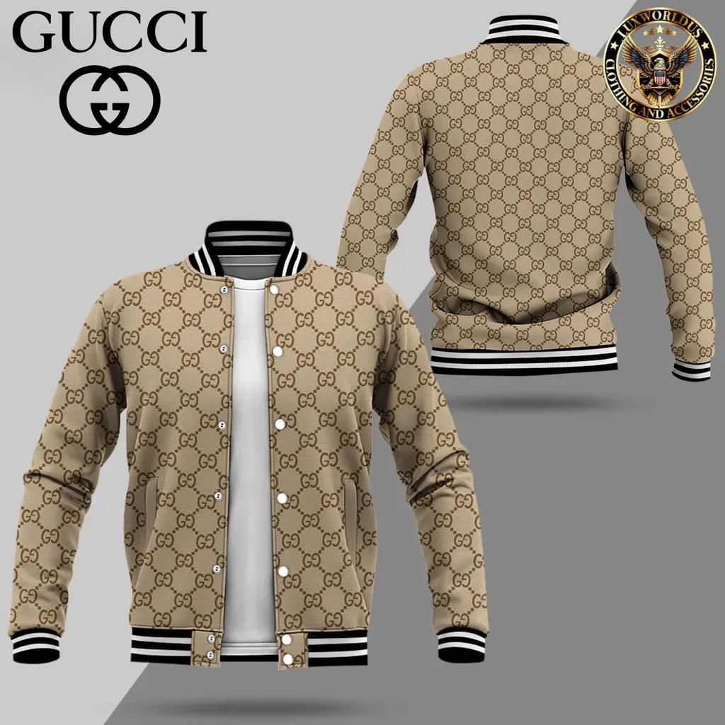 Gucci Statement GG Beige Varsity Jacket
